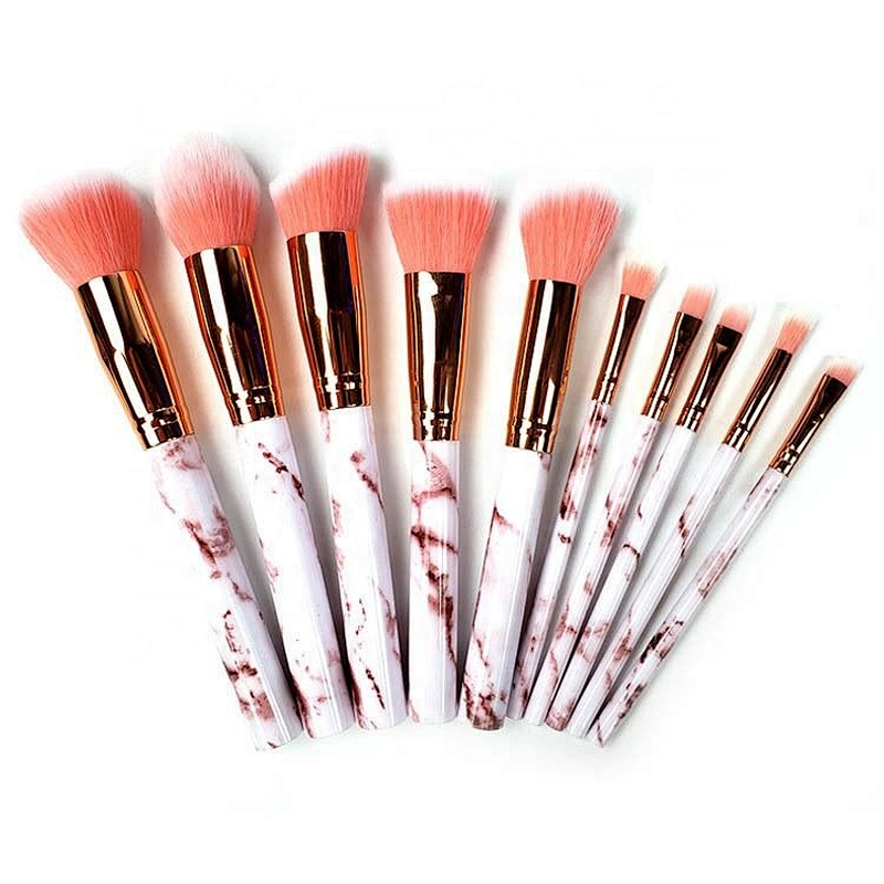 Wholesale Beauty Tools Makeup Brush Kits Custom Marble Pattern 10 Pcs Face Set