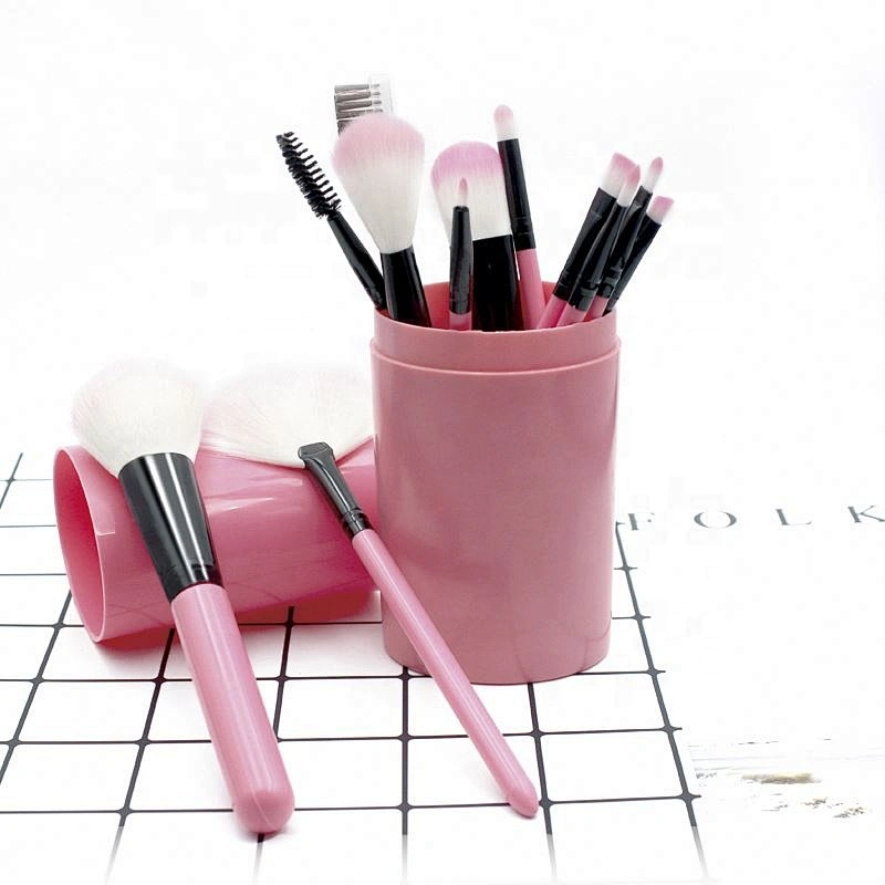 Private Label Have Oval Makeup Brush Set Barrel 12 Pcs Foundation Eye Shadow Lash Brow