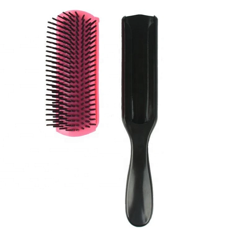 New coming customized logo cheap durable brush set 9 rows strong bristles denman brush