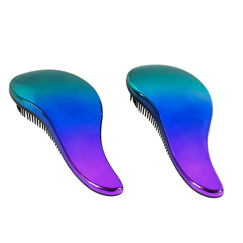 Amazing electroplating color change private label detangling 3d brush detangle magic hair brush