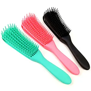 Black Wet/Dry Use Curved Comb Curly Anti-Static Labyrinth Detangle Flexible Vent Large Natural Hair Brush