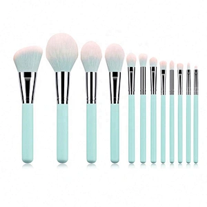 Private Label 12Pcs Light Blue Makeup Brush Set With Pouch