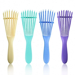 Amazon Hot Sale Custom Logo Women's Hair Detangling Brush Plastic 8 Rows Anti-Static Scalp Massage Fast Drying Hairbrush