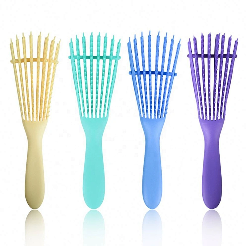 Amazon Hot Sale Custom Logo Women's Hair Detangling Brush Plastic 8 Rows Anti-Static Scalp Massage Fast Drying Hairbrush