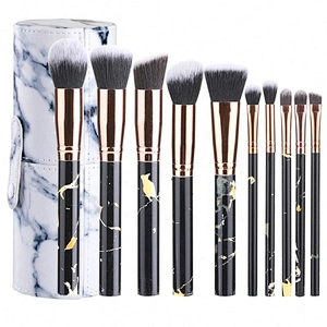 Hot Popular Marble Makeup Brushes 10Pcs Delicate Cosmetics Kit Foundation Powder Blush Contour Make Up Brush