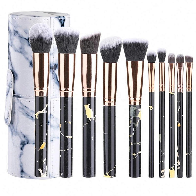 Hot Popular Marble Makeup Brushes 10Pcs Delicate Cosmetics Kit Foundation Powder Blush Contour Make Up Brush
