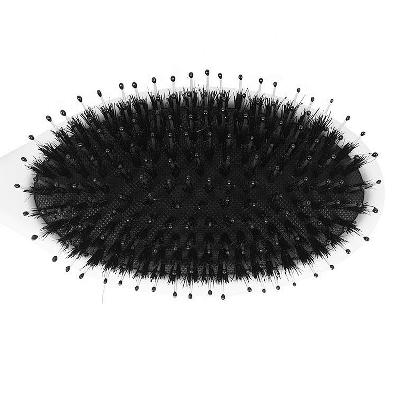 Wholesale anti static private label mix soft nylon and boar bristles white hair massage brush