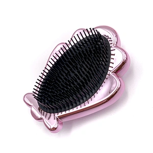 2020 New Design Shell Shape Plastic Travel Portable Cute Private Label Detangling Bling Hair Brush