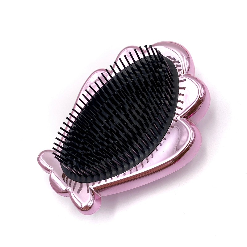 2020 New Design Shell Shape Plastic Travel Portable Cute Private Label Detangling Bling Hair Brush
