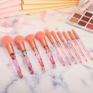 Oem Factory Nylon Hair Makeup Brush Sets Tools Make Up Kit Eye Shadow Transparent Diamonds Crystal Handle Brushes