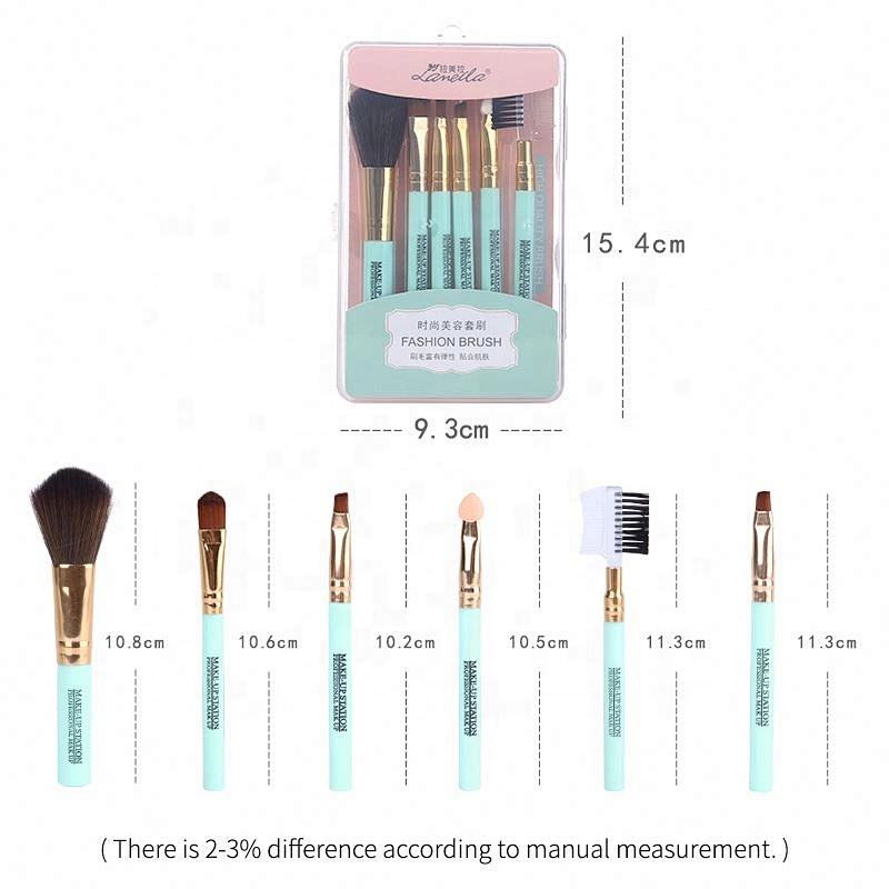 Custom Logo 6Pcs/Set Make Up Cosmetic Tools Facial Foundation Makeup Brushes Set With Plastic Box