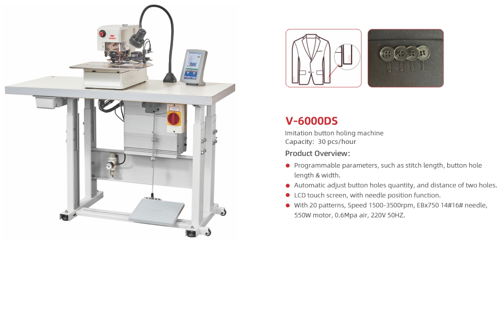 V-6000DS Imitation button holing machine