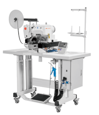 Automatic lining attach bar tack sewing machine