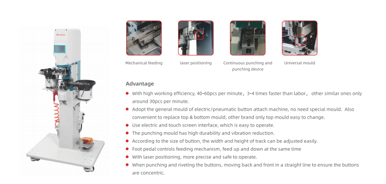 Automatic big button attach machine