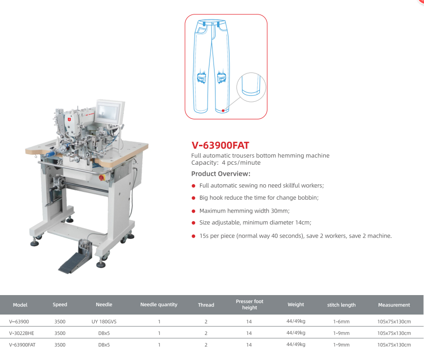 Full Automatic Bottom Hemming Trouser Hemming Machine