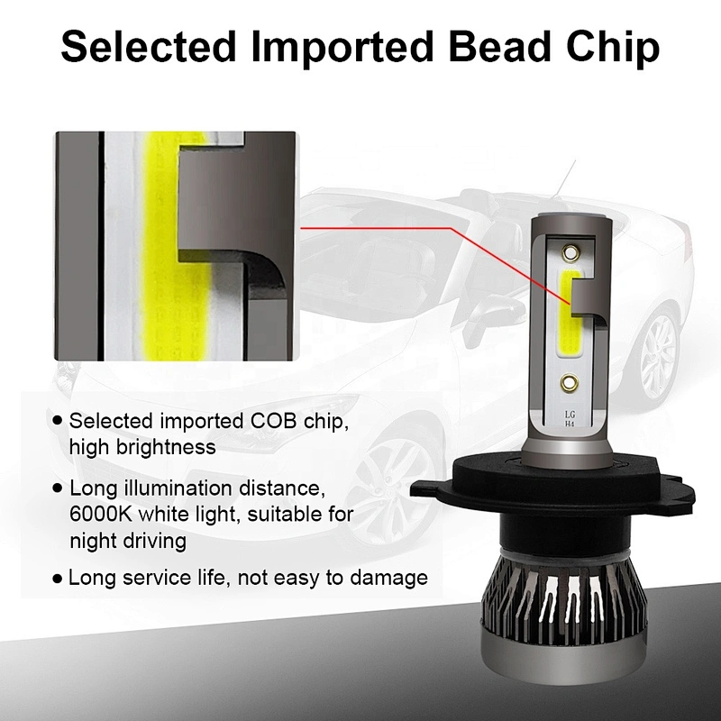 New LED headlight bright 8000lm Mini size H4 led auto headlight Fanless Led Headlight Bulbs