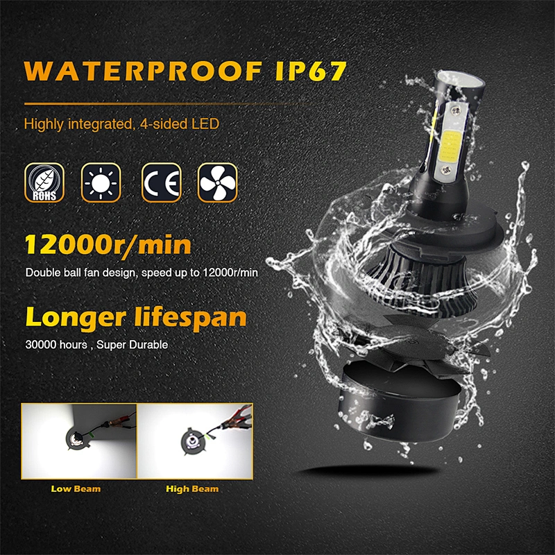 Led lamp h7 car led headlight COB chips truck lights H1 H4 H7 H11 car components 4side h4 led headlight