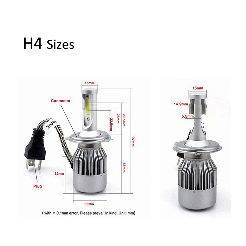 COB c6 led headlight 72W 12000lm auto led nighteye h4 headlight kit Car Bulbs