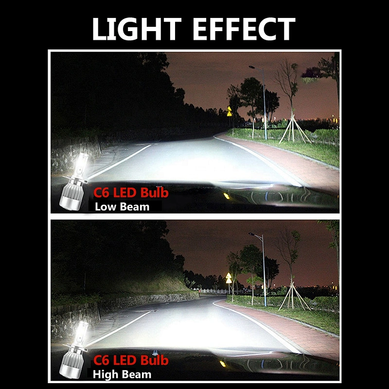 Auto Lighting System New Super bright Car motorcycle C6 H3 H4 H7 H11 36W with COB Chips LED Headlight Bulbs