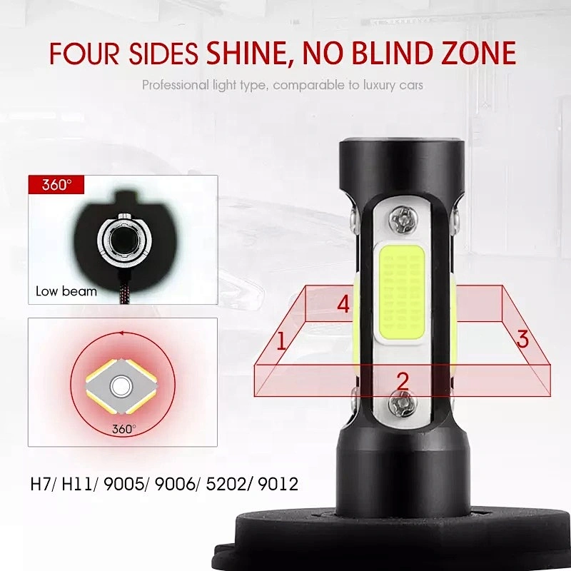 Four sides 9007 9006 9005 9004 h13 h11 h7 h4 car lights led headlight