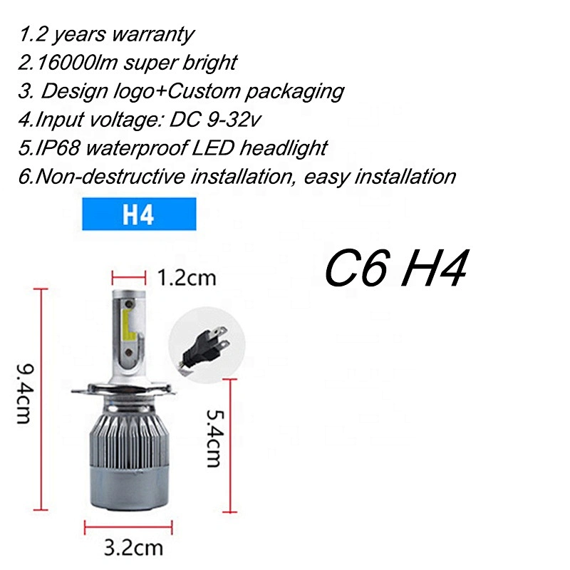 c6 led light 12V 36V led bulb car led headlight h4 H7 LED Headlights