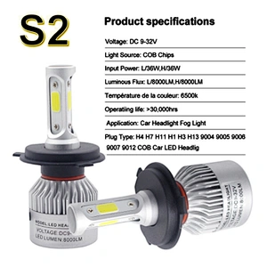 Fan Cooling H1 Led S2 H11 Light Bulbs Car H13 5202 880 H7 H4 LED Headlight
