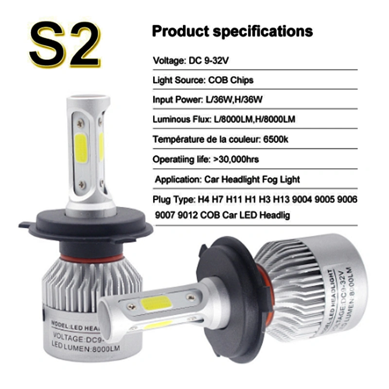 Fan Cooling H1 Led S2 H11 Light Bulbs Car H13 5202 880 H7 H4 LED Headlight