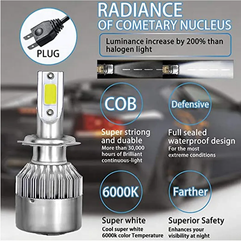 Led headlamp bulb assembly h1 headlight c6 h4 led headlight