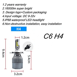 Led headlight car S2 COB chip car headlight h4/9003/9007/H13 36W 16000LM 6500K for auto car h4 led lights