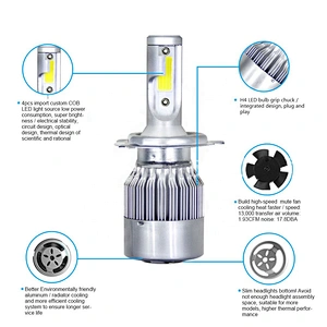 Super Bright High Low Beam 16000LM 72w H3 H1 H11 880 9005 9006 H13 Car Led Headlight Bulb H4 H7 Led Auto H4 H7 C6 Led Headlight