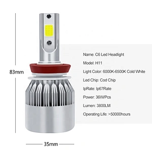 Auto+lighting+system faros C6 led car led headlight 8000lm h3 h4 h7 h11 led car led headlight