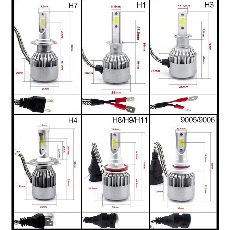 C6 36W 12000LM H4 LED Headlight Bulbs H7 Car C6 LED Headlight