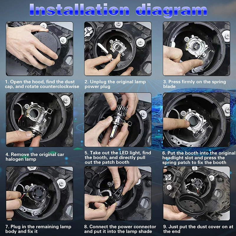 Auto light white light led fog light auto car led headlights with fan 1860 led chip