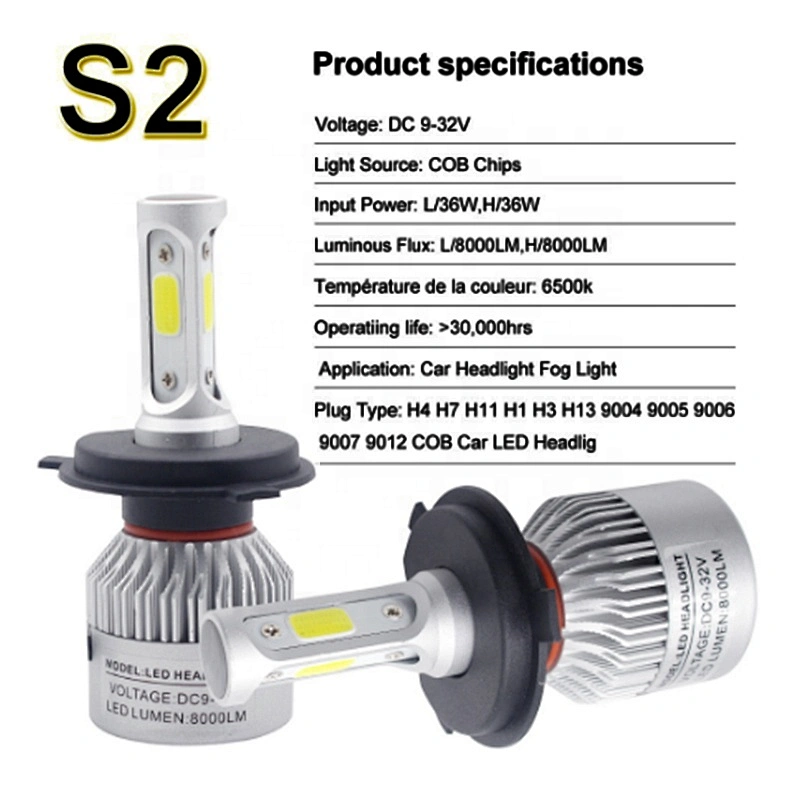Auto led bulbs 24W 8000lm 9005 S2 COB LED Headlight car Bulbs for Car led headlight