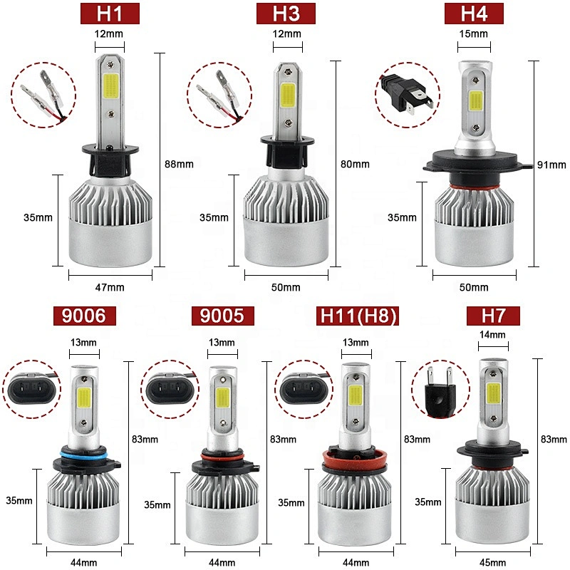 s2 led bulb h4 H7 9005 9006 car led headlight Automobile high low beam Lamp 6500K Car led kit