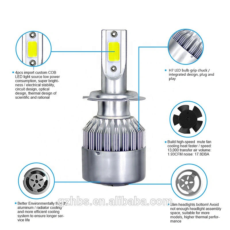 Auto+lighting+system faros C6 led car led headlight 8000lm h3 h4 h7 h11 led car led headlight