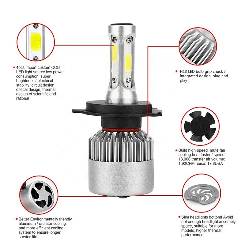 S2  H1 H3 H7  H11 9005 9006  9012 880 5202 h4 led headlight COB 72W 8000LM led headlights All In One Car LED Headlight Bulb
