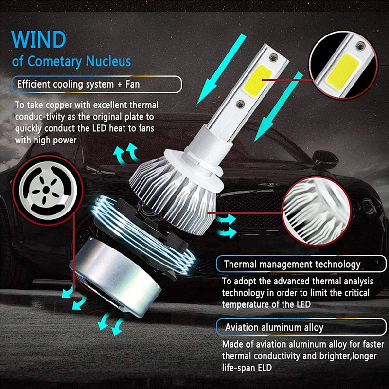 Fast Heat Dissipation Auto lighting system C6 led headlamp H4 H1 H3 H7