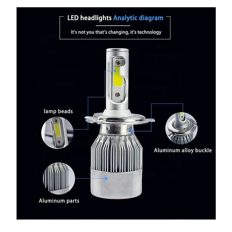 COB c6 led headlight 72W 12000lm auto led nighteye h4 headlight kit Car Bulbs