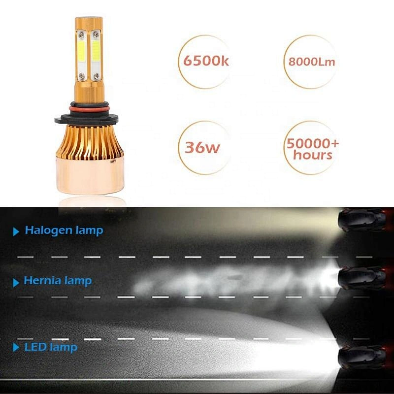 High Quality X7 Led Headlight Four sides 48W 6500K LED headlight 9005 9006 9012 H11 H7 H4 COB led car bulb