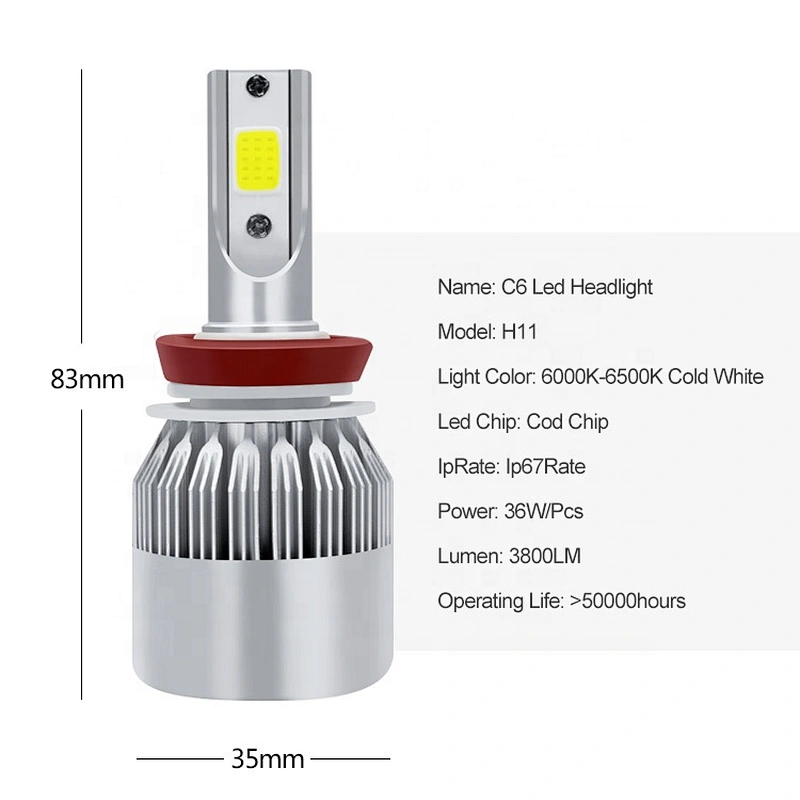 Auto+lighting+system faros C6 led car led headlight 8000lm h3 h4 h7 h11 led car led headlight