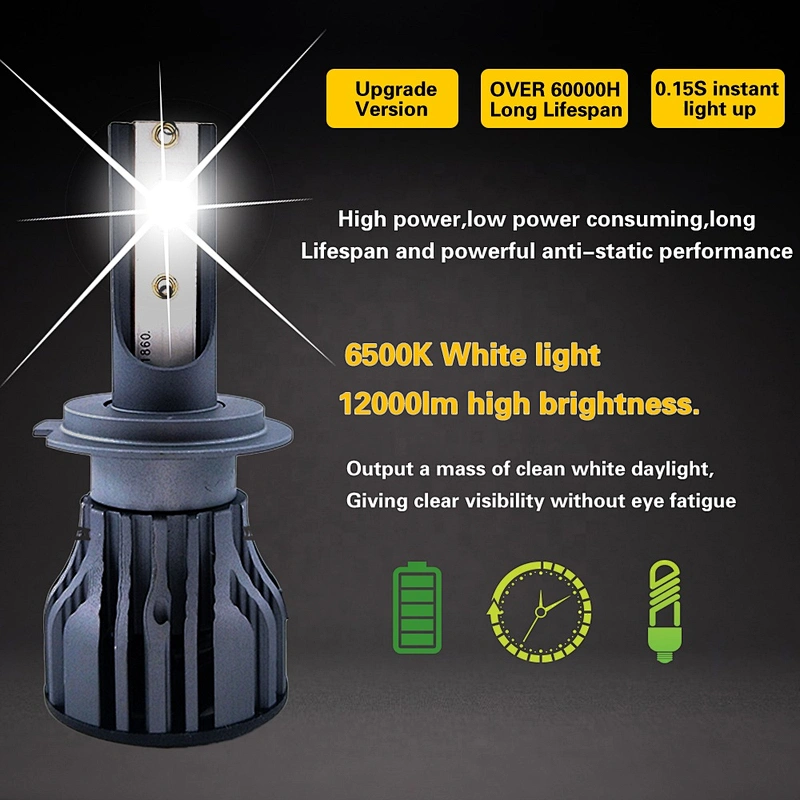 LED auto car headlamp 8000LM COB H4 H7 9004 9006 9007 Car fanless led fog headlights h4 bulb