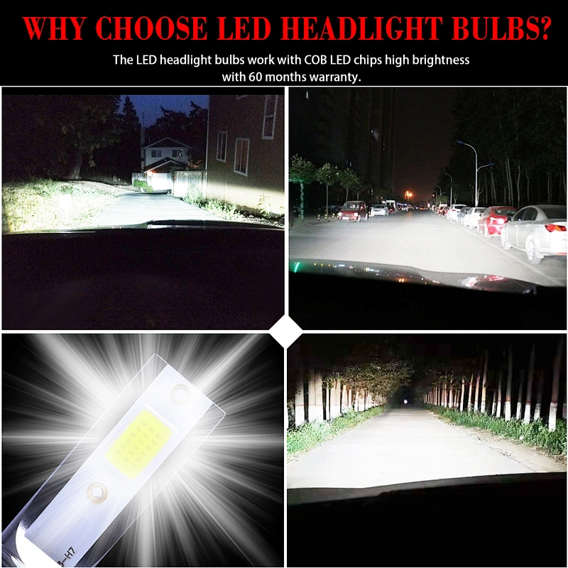 Super bright car LED headlight H3 H1 H11 9006 h13 white light 1860 lamp beads H7 LED bulb h4 led headlight high quality