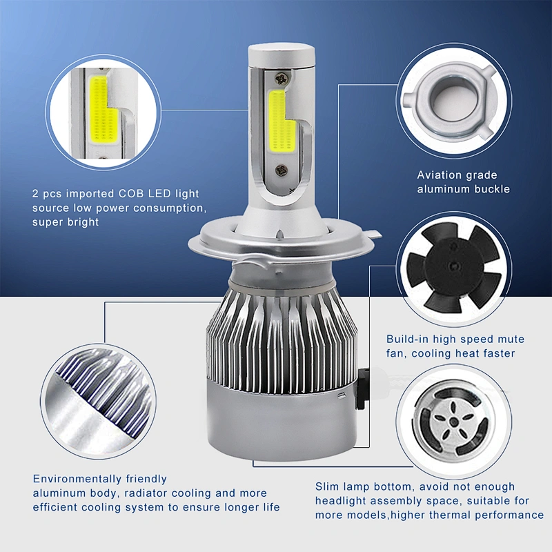 C6 led light car h4 36W 16000lm led H1 H3 h11 led headlight bulbs