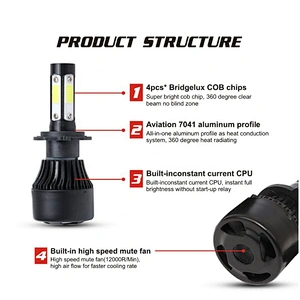 super bright 9005 9006 12v automotive led headlight bulbs h7 fanless led headlight ip68 48w led work light