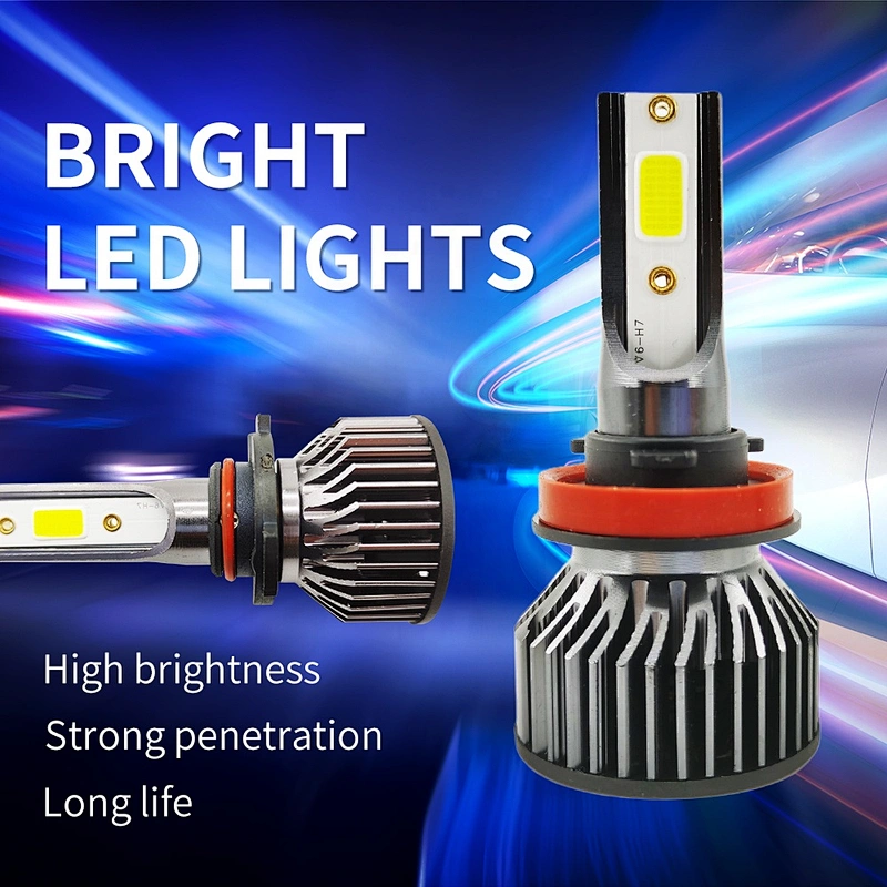 Super bright h11 headlight bulb socket h1 car light V6 9006 led headlights of highlighted cob chip