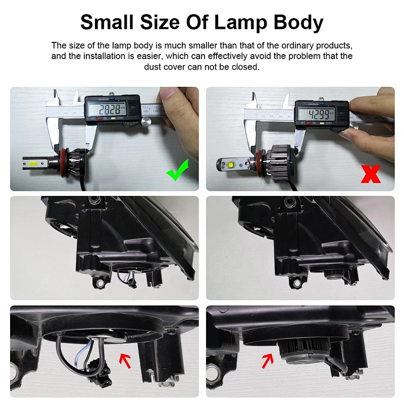 New LED headlight bright 8000lm Mini size H4 led auto headlight Fanless Led Headlight Bulbs