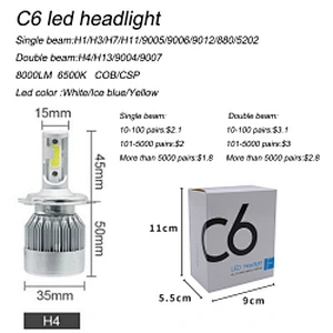Top selling led headlight bulbs headlight led h4 c6 led headlight