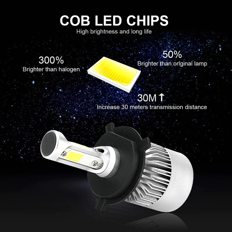 S2 h4 h7 h13 h11 9005 9006 cob led headlight 72w 8000lm all in one head lamp bulb car led headlights