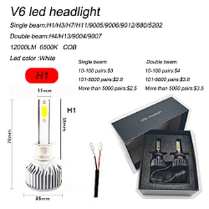 Low price led headlight one year warranty cob chips led headlight h11 h4 h3 h7 led car light